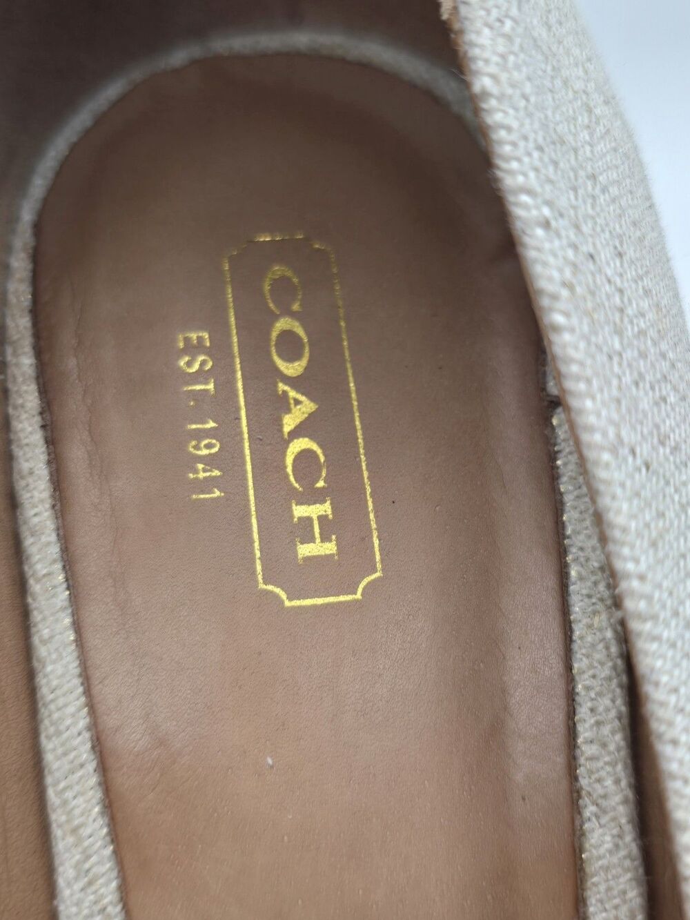 Coach Milan Platform Espadrille Wedge Heel Peep Toe Gold Size 8.5 - Picture 11 of 13
